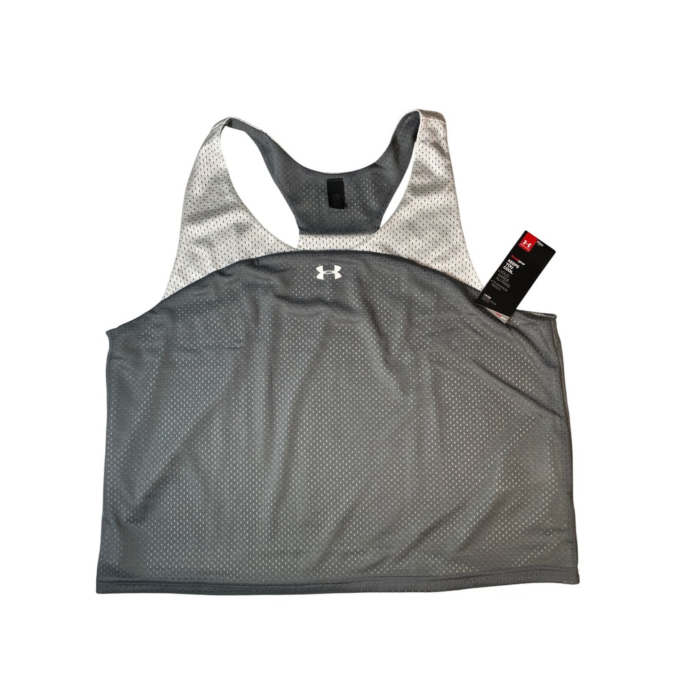 Under Armour HeatGear‎ Reversible Mesh Tank Top Grey White Women L 1252092-040